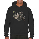 Men's Hoodie Glowing Deep Sea Bones With Luminous Lines And Spiny Fins Anglerfish