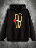 Men's Hoodie WL Three Golden Cricket Stumps With Broken Bails Red Ball
