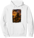 Men's Hoodie Dramatic Sunset Sky With Alien Ship Hovering Over Screaming Capybara