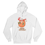 Men's Hoodie Merry Slothmas Holding Candy Cane Surrounded By Snowflakes Sloth
