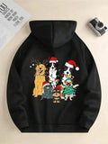 Men's Hoodie Festive Playful Dogs In Colorful Holiday Outfits With Santa Hats Hoodie