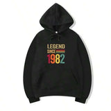 Men's Hoodie Legend Since Striped Vintage Birthday Year 1982 Hoodie