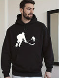 Men's Hoodie Dynamic Winter Scene With Two Hockey Players Competing For Puck