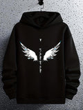 Men's Hoodie White Feathered Wings Spread Elegantly In The Dark Night Hoodie
