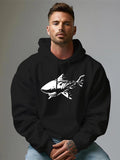 Men's Hoodie Dynamic Ocean Silhouette With Abstract Motion Lines Featuring A Powerful Shark