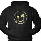 Men's Hoodie Playful Smiling Face With Tropical Palm Trees Inside A Circle