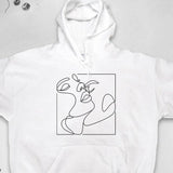 Men's Hoodie Minimalistic Continuous Line Art Within A Simple Square Face