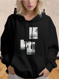 Women's Hoodie Minimalist Black And White Palm Trees Photograph Collage Hoodie