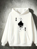 Men's Hoodie Artistic Splatters Surrounding Playing Card Spade Ace