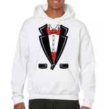 Men's Hoodie Playful Red Bow Tie With Classic Formal Tuxedo Elements On White Hoodie