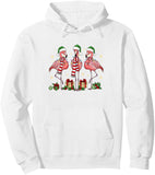 Men's Hoodie Festive Flamingos Wearing Santa Hats Among Gift Boxes Flamingo