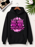 Men's Hoodie Pink Floral Wreath With Bold Lettering Among Playful Petals Hoodie