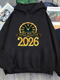 Men's Hoodie Happy New Year Festive Golden Clock Celebrating Midnight Countdown Hoodie
