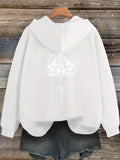 Women's Hoodie Ornate Floral Blossom Artwork With Delicate Geometric Details Lotus Flower