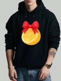 Men's Hoodie Juicy Orange Slice With Bright Red Decorative Bow Fruit