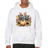 Men's Hoodie Golden Autumn Leaves And Pumpkins With Playful Raccoons Hoodie