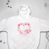 Men's Hoodie Soft Pink Blossoms Encircling A Gentle Heart Shaped Floral Design