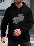 Men's Hoodie Sparkling Rhinestone Dots Cascading From Two Dice