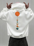 Men's Hoodie Vibrant Solar System Planets Lined Vertically On White Hoodie