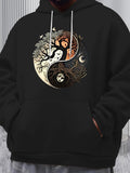 Men's Hoodie Yin Yang Symbol With Day And Night Trees Surrounded By Birds Moon Stars