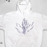 Men's Hoodie Delicate Purple Blossoms With Gentle Stems On Pure White Flower