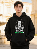 Men's Hoodie Fencing Mode On Swords Under Mask With Green Power Switch