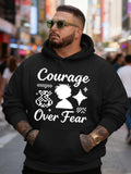 Men's Hoodie Courage Over Fear Pixel Patterns With Silhouette And Sparkling Bright Star