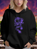 Women's Hoodie Vivid Purple Fire Breathing Dragon Glowing At Dusk Hoodie