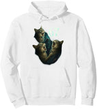 Men's Hoodie Mysterious Cosmic Light With Three Yowling Cats Surrounded By Darkness Cats