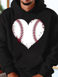 Men's Hoodie Distressed Baseball Stitching Forming A White Heart Shape Design