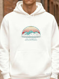 Men's Hoodie Alaska Vibrant Striped Sunrise With Mountain Landscape Under Retro Sun