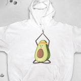 Men's Hoodie Meditating Avocado With Headband Seated Calmly On White Hoodie