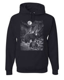 Men's Hoodie Majestic Black Bear And Cub Roaming A Misty Forest Under The Full Moon Night Bear