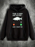 Men's Hoodie The Carp Are Calling And I Must Go Playful Fishing Themed Hoodie Under Spotlight Carp
