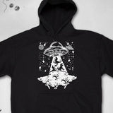 Men's Hoodie Starry Night With Mystical Light Beaming From Alien Spaceship UFO