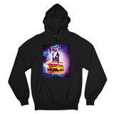 Men's Hoodie Cosmic Burger With Dog Sitting Under Starry Nebula Cheeseburger
