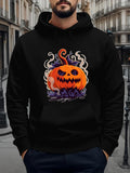 Men's Hoodie Glowing Smoke And Halloween Spirit Around Orange Carved Pumpkin