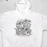 Men's Hoodie Moody Forest Floor With Moss Covered Mushrooms And Leafy Ferns Mushroom