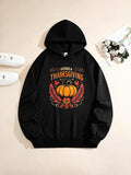 Men's Hoodie America Thanksgiving With Autumn Leaves Harvest Pumpkin
