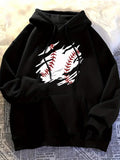 Men's Hoodie Dynamic Ripped Effect With Classic Red Stitched Baseball