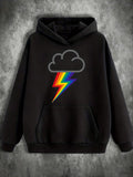 Men's Hoodie Vivid Rainbow Lightning Striking Beneath Dark Cloud Hoodie