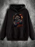 Men's Hoodie Grim Reaper With Flaming Hood Playing Video Games Among Fiery Shadows