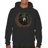 Men's Hoodie Mystical Nighttime Glow With Crescent Moon Enveloping A Majestic Bear