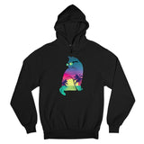Men's Hoodie Vibrant Sunset Silhouette With Palm Trees Among Tropical Paradise Cat