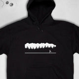 Men's Hoodie Minimal Landscape With Pine Trees And Distant Snowy Mountain Reflection