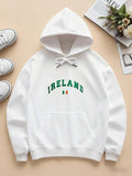 Men's Hoodie Ireland Block Letters With Tri Color Flag Icon Hoodie