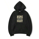 Men's Hoodie Here Piggy Here Printed Yellow Vintage Style Hoodie
