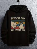 Men's Hoodie Best Cat Dad Ever With Retro Fist Bump Colorful Stripes Cat