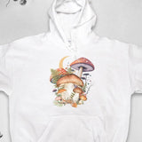 Men's Hoodie Enchanted Woodland Scene With Colorful Mushrooms Under A Golden Crescent Moon Mushroom