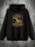 Men's Hoodie Pike Whisperer Golden Framed Leaping While Surrounded By Ornate Vintage Fish